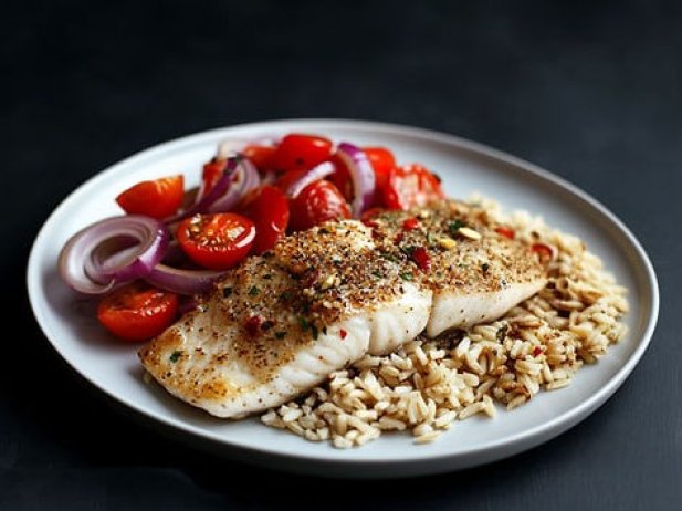 This Mediterranean-inspired dish combines aromatic Za'atar-crusted white fish with a zesty lemon herb brown rice and colourful roasted vegetables. It's a nutritious, flavour-packed meal that's perfect for a weeknight dinner or a casual gathering with friends.